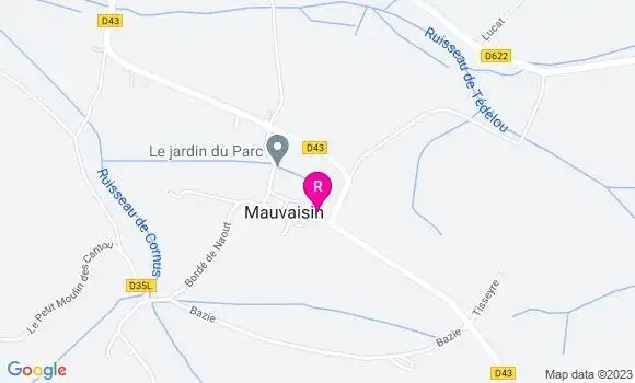 Localisation Restaurant  Au Château de Mauvaisin