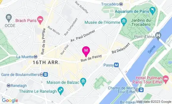 Localisation Restaurant Asiatique La Mandarine de Passy