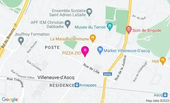 Localisation Pizzeria Pizza Zio