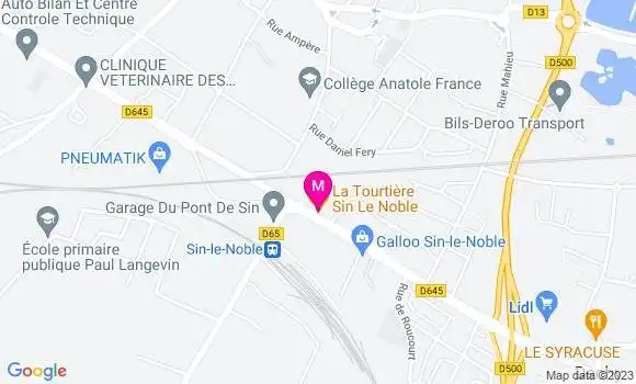 Localisation Pizzeria La Tourtière Sin le Noble