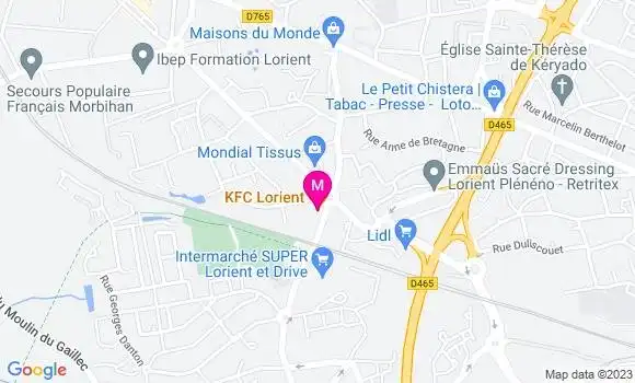 Localisation Fast Food Kfc