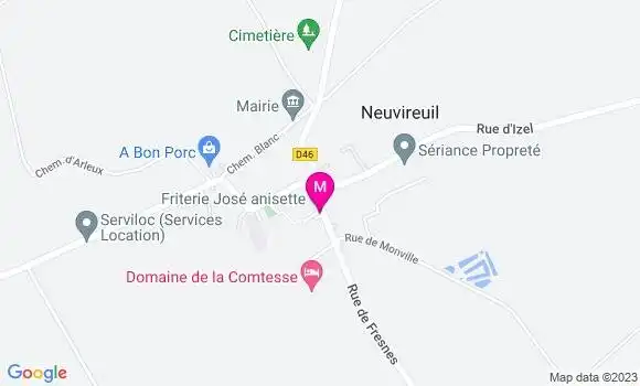 Localisation Restaurant  Friterie José Anisette
