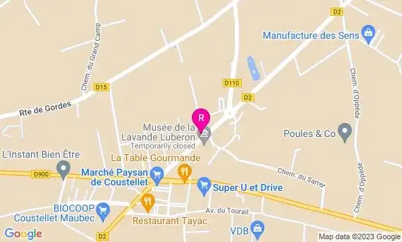 Localisation Restaurant  La Gourmandine de Coustellet
