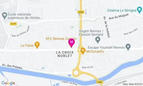 Localisation Fast Food Kfc