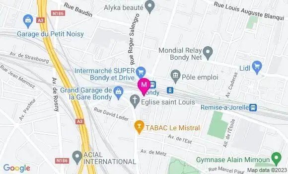 Localisation Pizzeria Palais de Bondy