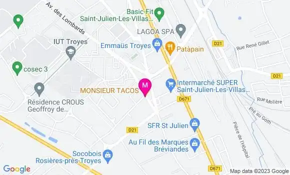 Localisation Restaurant Tacos Monsieur Tacos