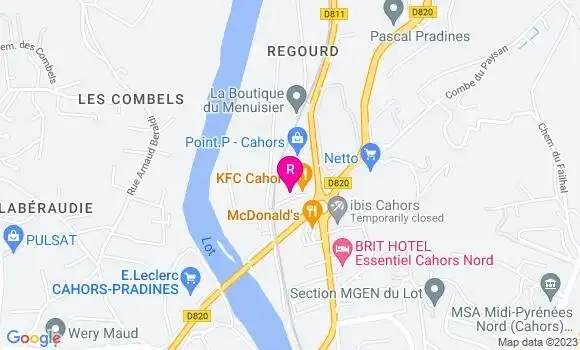 Localisation Fast Food Kfc
