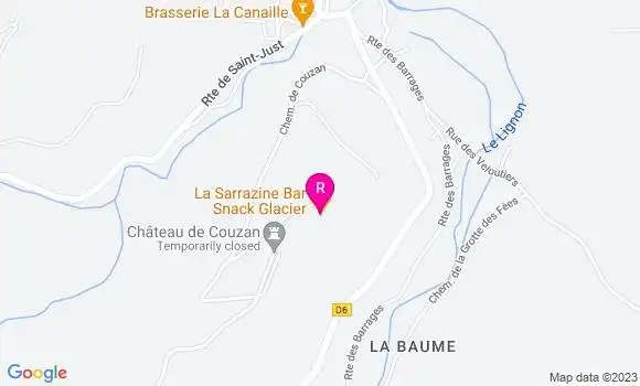 Localisation Restaurant Bar La Sarrazine