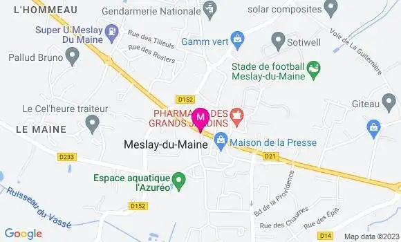 Localisation Pizzeria Les Pizzas de Meslay