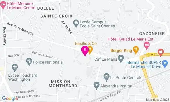 Localisation Pizzeria Basilic et Co