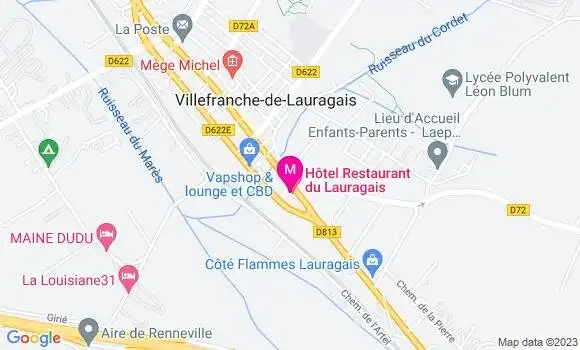 Localisation Hôtel Restaurant du Lauragais
