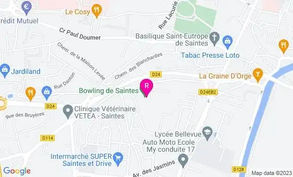 Localisation Restaurant  Bowling de Saintes