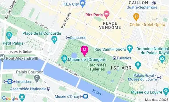 Localisation Restaurant  Pavillon des Tuileries