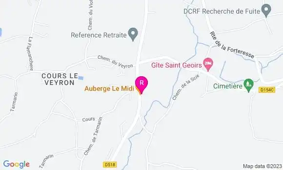 Localisation Auberge le Midi