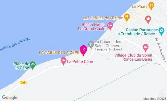 Localisation Restaurant  La Plage de la Ribaudière