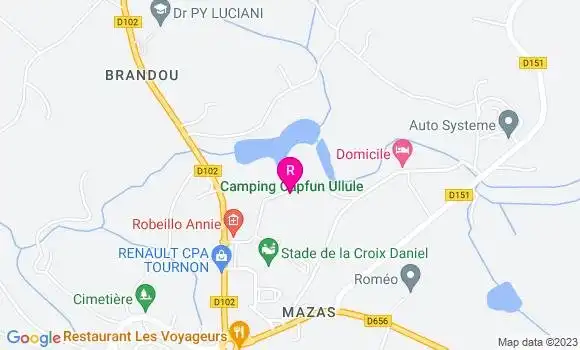 Localisation Restaurant  Camping Ullule