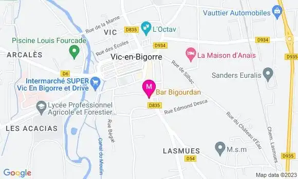 Localisation Restaurant Bar Le Bigourdan