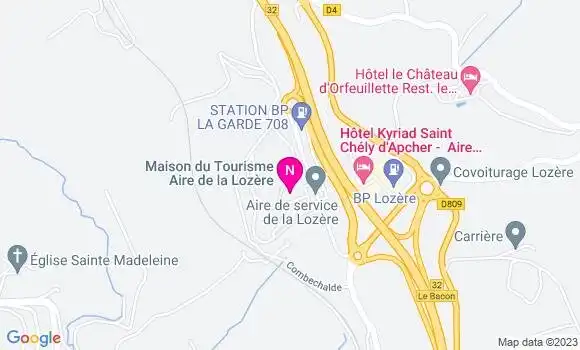 Localisation Bp Aire de la Lozere