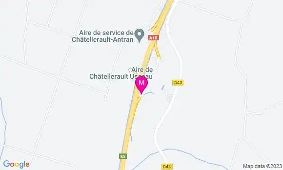 Localisation Aire de Chatellerault Usseau