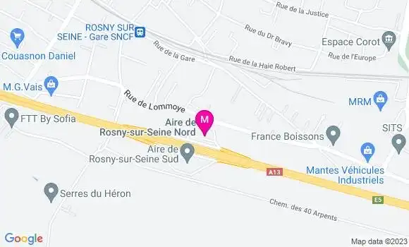 Localisation Aire de Rosny sur Seine Nord