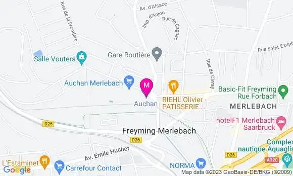 Localisation Auchan Merlebach