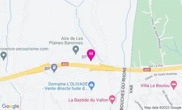 Localisation Bp Aire des Plaines Baronnes