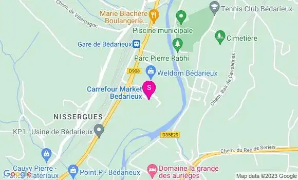 Localisation Carrefour Market Bedarieux